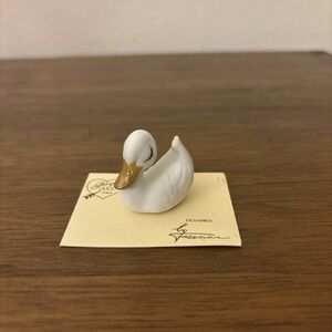 Vintage Freeman George Good Miniature Porcelain White Swan Duck Figurine - New‎